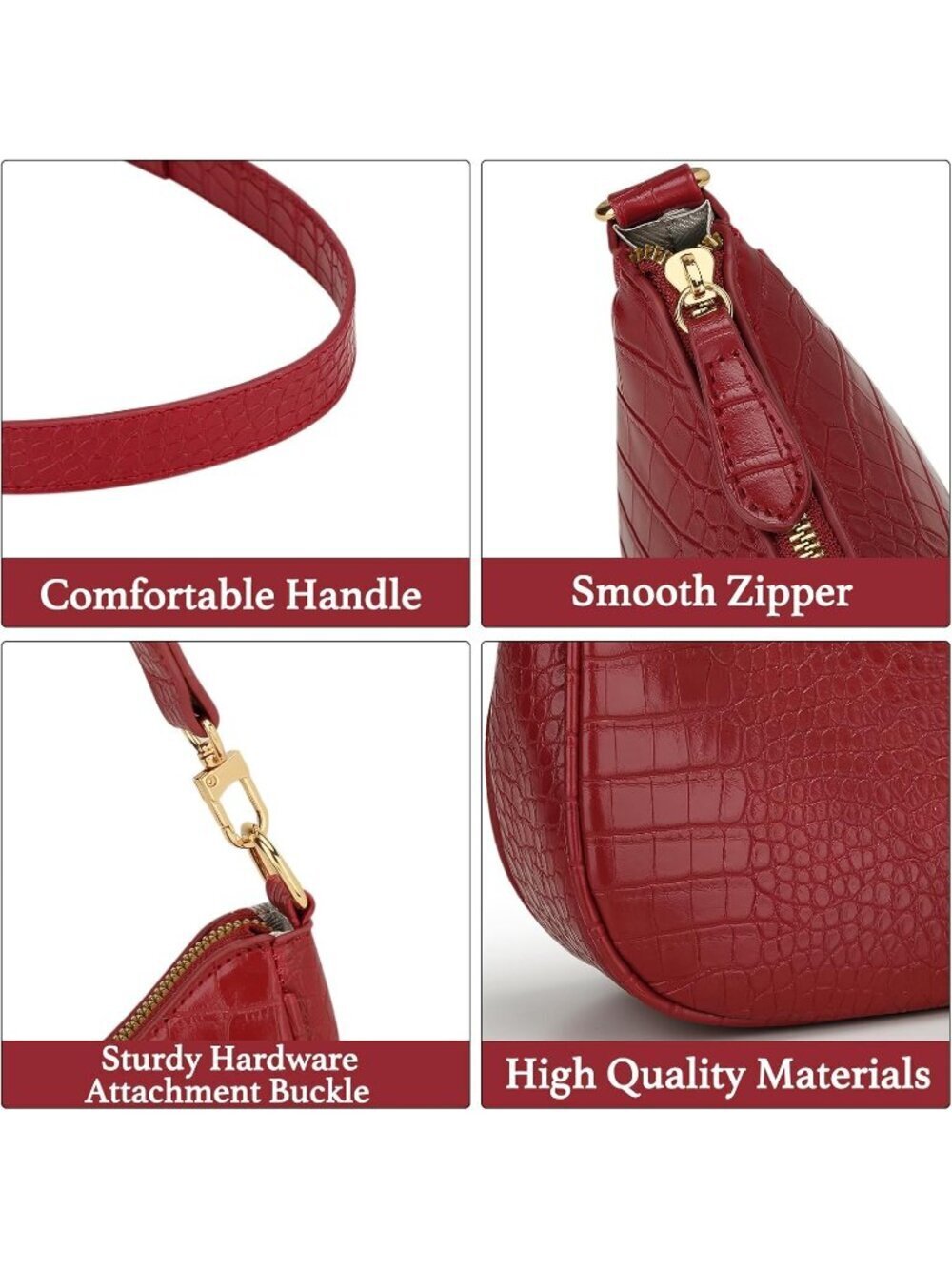 Women Ered Hobo Bag Cute Retro Clutch Underarm Shoulder Purse - Picture 6 of 6